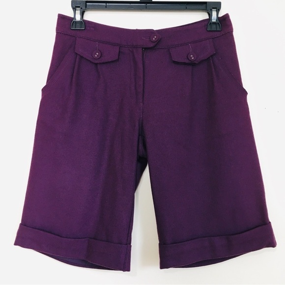 Vintage 90's Purple Wool blend 10 inches Suit short - Picture 1 of 16